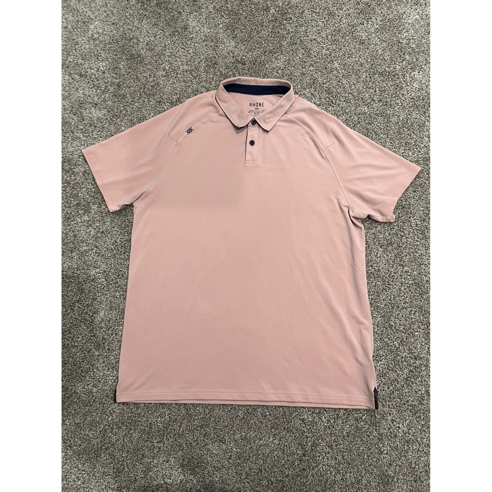 Rhone Delta Pique‎ Polo Shirt Mens XL Pink Short Sleeve Tencel Blend Golf Top